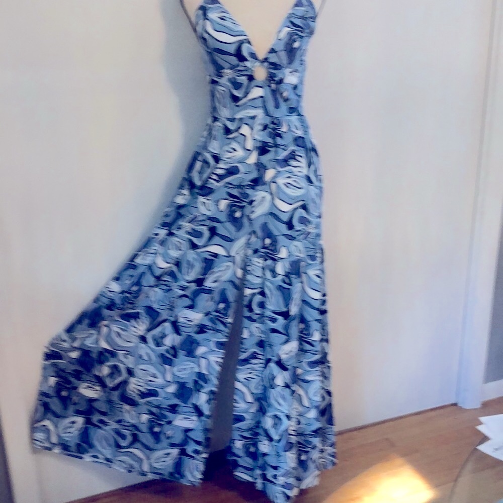 Sincerely Jules V-Neck wide Leg halter Retro jumpsuit NEW M